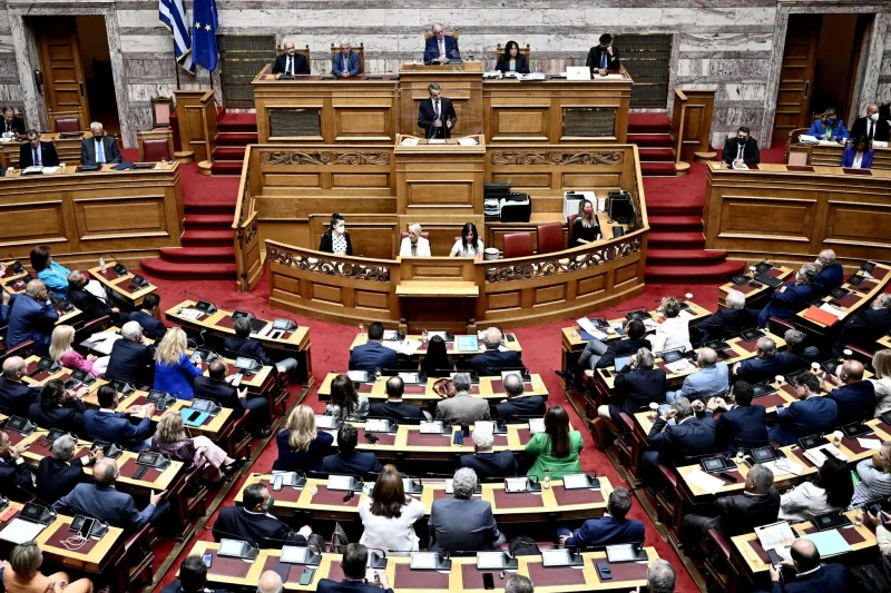 Ο Πρωθυπουργός της Ελλάδας Κυριάκος Μητσοτάκης μιλώντας στη Βουλή αφού κατηγορήθηκε ότι χρησιμοποιεί το Predator σε πολιτικούς αντιπάλους